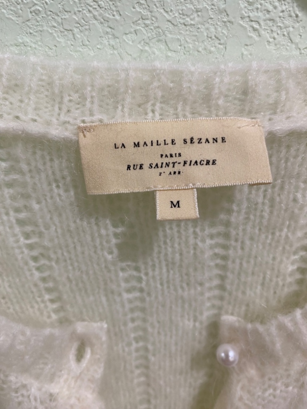 Sezane Ecru Amance Knit Pearl Button Cardigan Medium - Picture 8 of 11